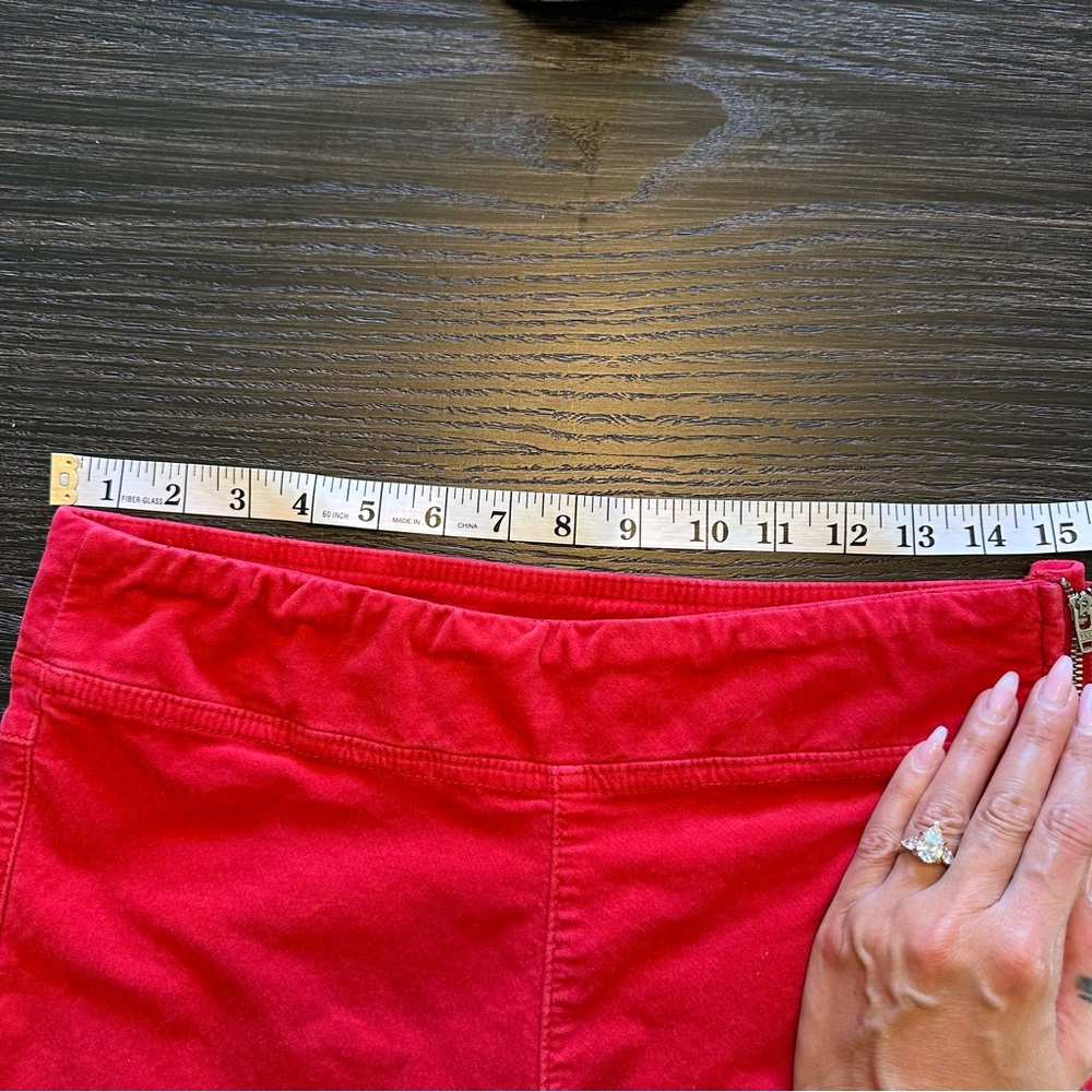 Free People In My Feelings Red Velvet Crop Slim Flare Side Zip Pant, Small - Picture 7 of 10